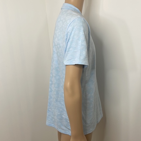 Express Mens Polo Shirt L Light Blue Short Sleeves 3-Button Closure 100% Cotton - Picture 7 of 16